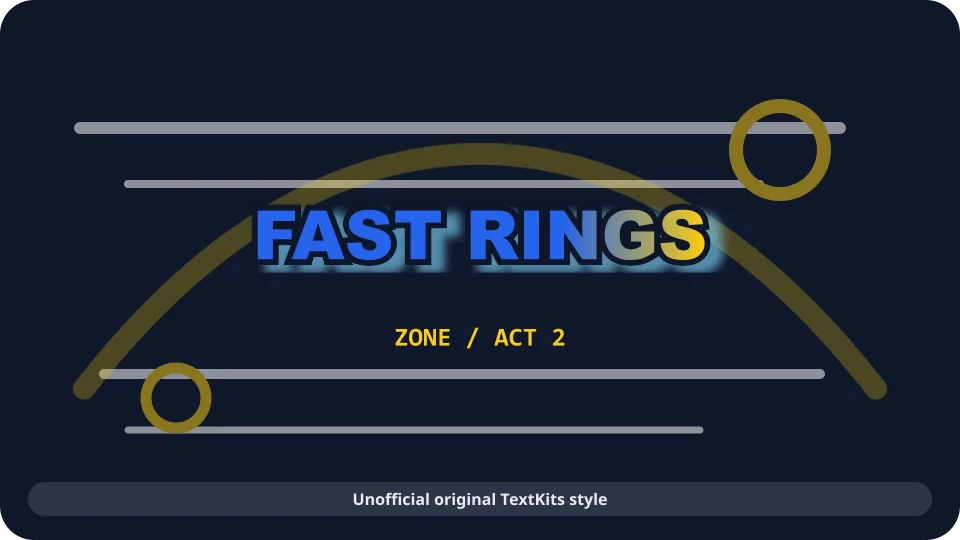 Original TextKits Sonic-inspired blue and gold text preview reading Fast Rings